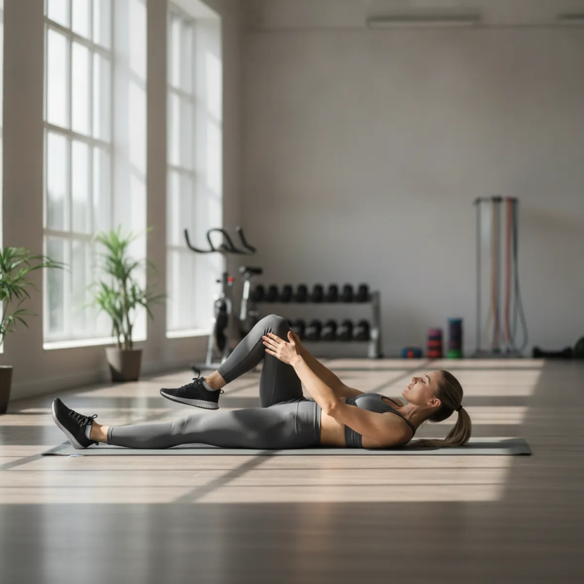 Sportif massant ses jambes endolories avant de s'entraîner avec des courbatures